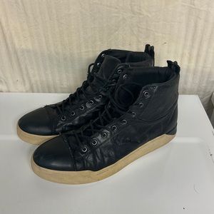 Diesel black leather hi tops - size 10